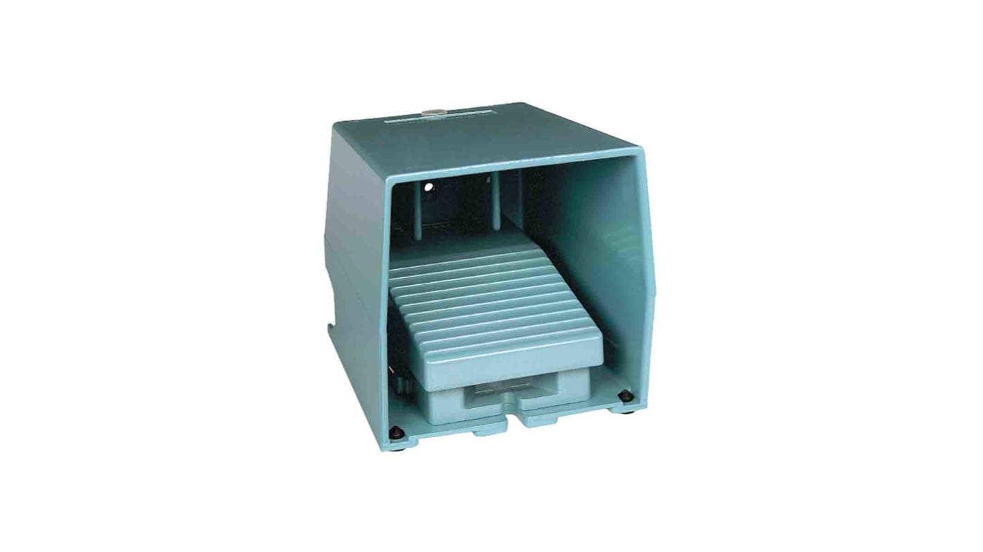 Interruttore a pedale momentaneo Schneider Electric XPEM611, 2NC+NA, IP66, 240V, 3A, dimensioni 172.5mm x 137mm, con copertura di protezione.