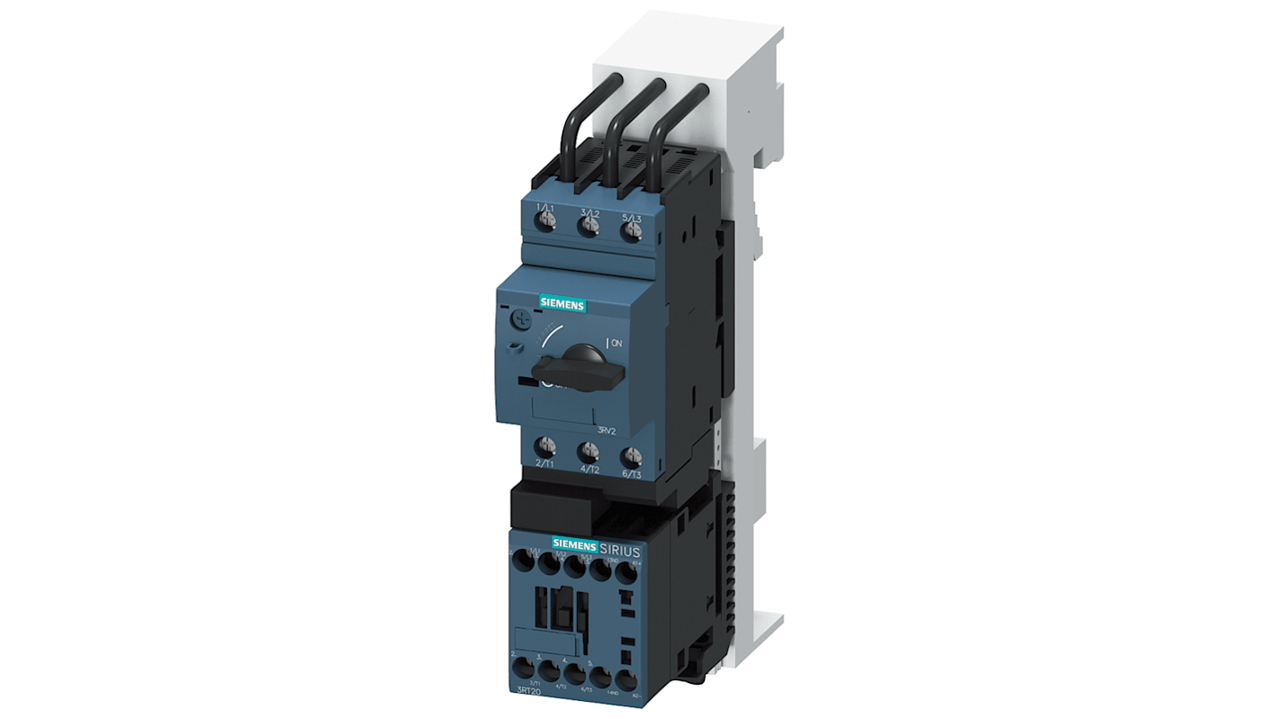 Starter DOL Siemens 3RA2110-1GD15-1BB4 per motori, 2,2 kW, 4,9 A, 690 V, design modulare, grado di protezione IP20.