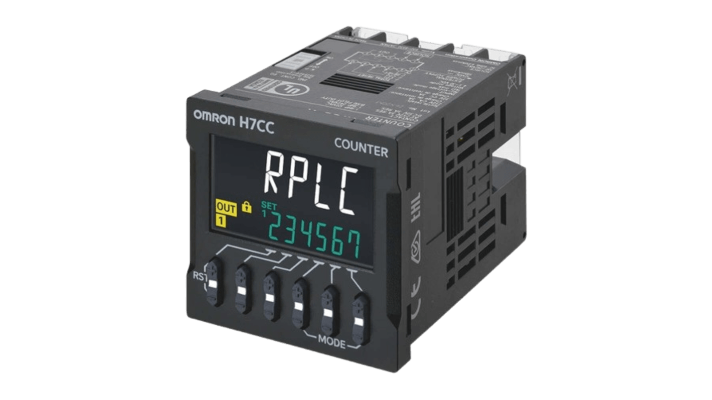 Contatore digitale Omron H7CC-A11SD, LCD 6 cifre, alimentazione 12-48 V c.c., grado di protezione IP66.