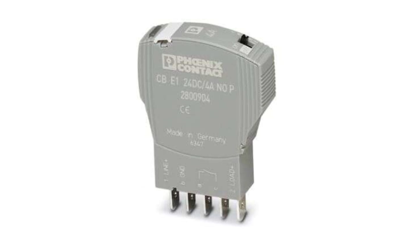 Interruttore elettronico Phoenix Contact CB E1, 1 contatto NA, 4 A, 24 V c.c., montaggio su base, grado di protezione IP30.