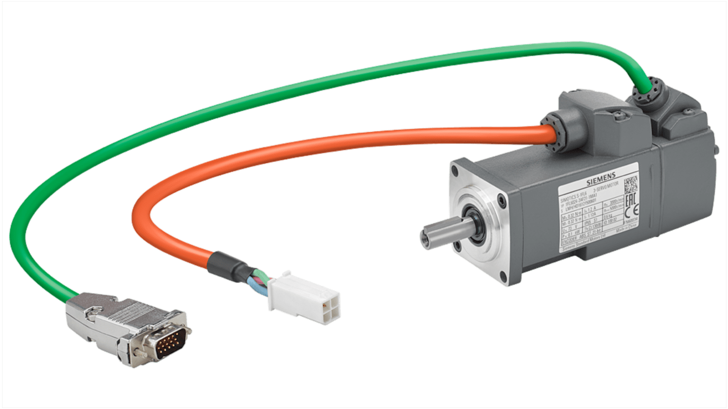 Motore c.a. sincrono Siemens 1FL6022-2AF21-1MB1, 50 W, 230 V, 3000 rpm, montaggio a flangia, grado di protezione IP65.