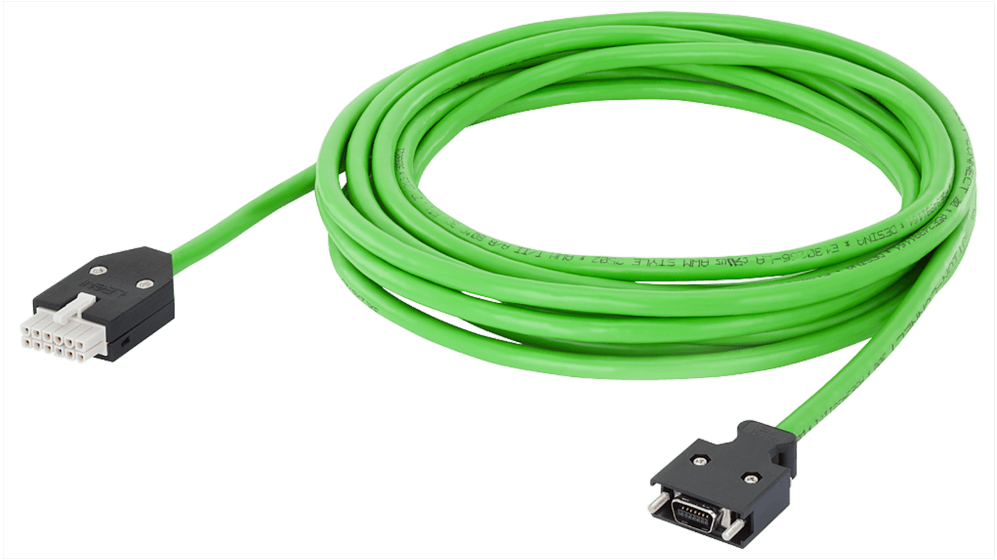 Cavo segnale Siemens 6FX3002-2CT20-1AF0 per SINAMICS V90, lunghezza 5m, connettore diritto, tensione di prova 500V.