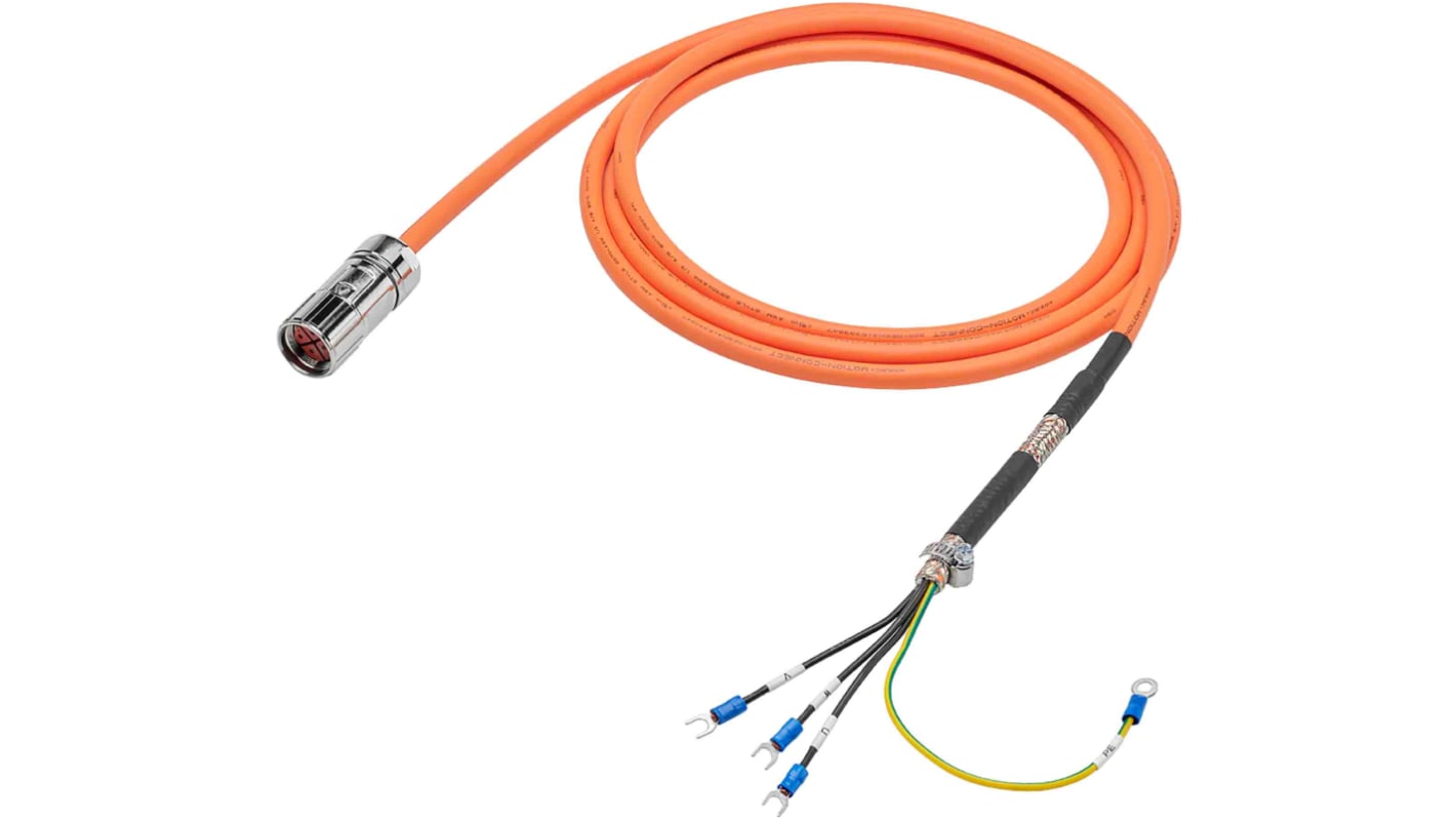 Cavo di alimentazione Siemens 6FX3002-5CL12-1AD0 per SINAMICS V90, lunghezza 3 metri, tensione di prova 4000V, connettore diritto.