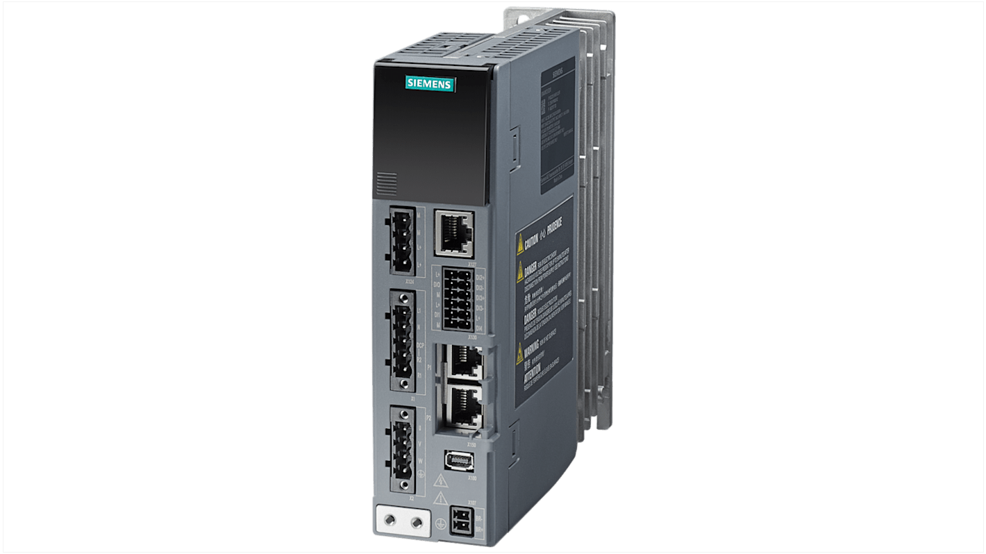 Inverter Siemens 6SL3210-5HB10-2UF0, 0,2 kW, 240 V, 3 fasi, comunicazione PROFINET, grado di protezione IP20.