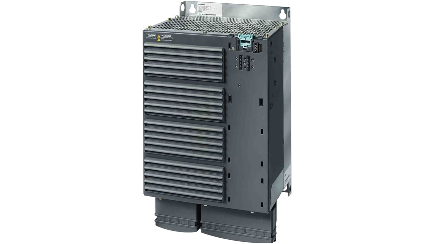 Inverter trifase Siemens 6SL3225-0BE33-7AA0, potenza 0,75 kW, tensione 480 V, grado di protezione IP20.