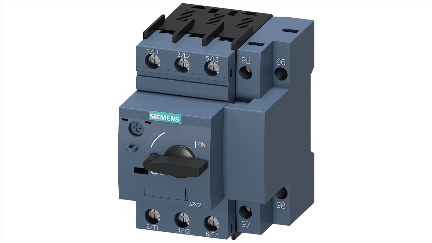 Interruttore automatico Siemens 3RV2111-1AA10 SIRIUS, protezione motore Classe 10, 1,6 A, 690 V, grado di protezione IP20.
