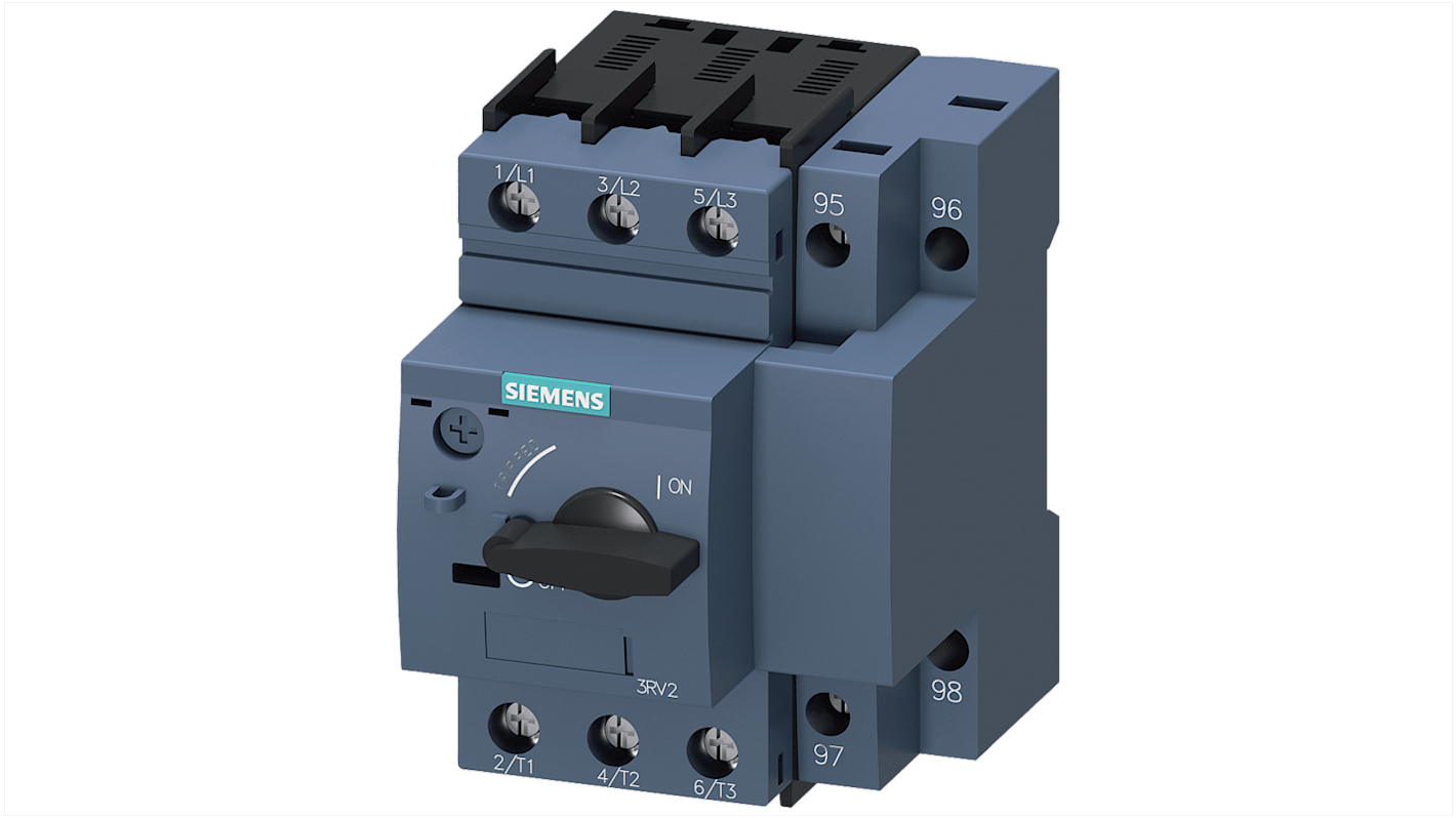 Interruttore automatico del motore Siemens 3RV2121-4DA10, 25 A, 690 V, protezione Classe 10, terminale a vite, grado di protezione IP20.