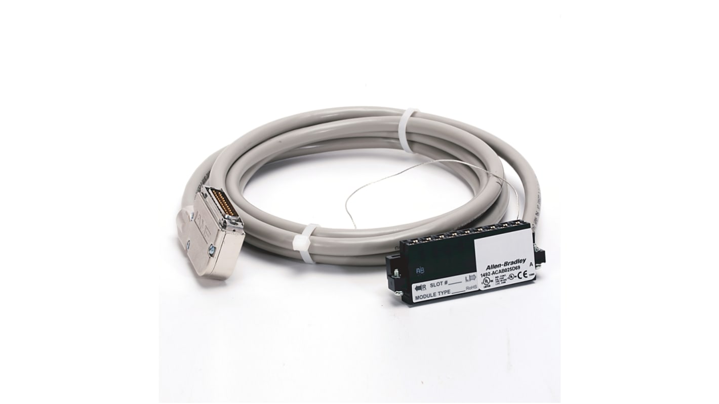 Cavo PLC Rockwell Automation 1492-ACAB025D69, 2,5 metri, D-Shell 25 pin, per moduli I/O analogici Bulletin 1769.