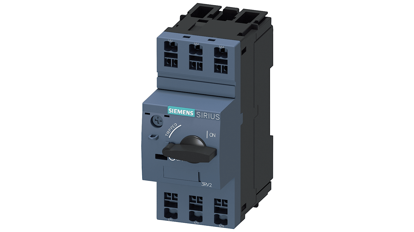 Controllo del carico motore Siemens 3RV2011-1AA20, protezione SIRIUS, 1,6 A, 690 V, 3 ingressi, 500 cicli di commutazione.
