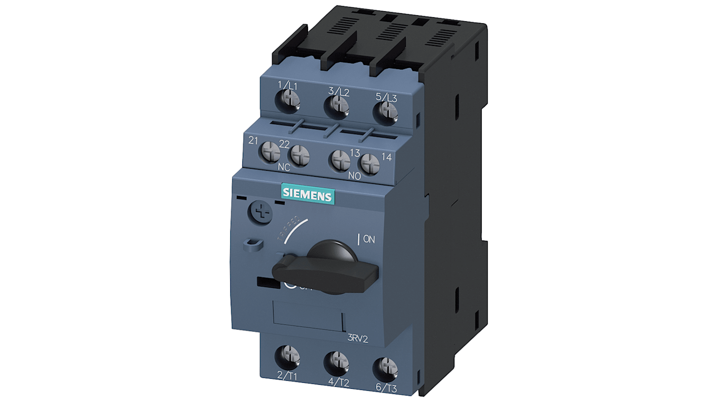 Interruttore automatico Siemens 3RV2021-0JA15 per protezione motore, 1 A, 690 V, tecnologia a rilascio magnetico.