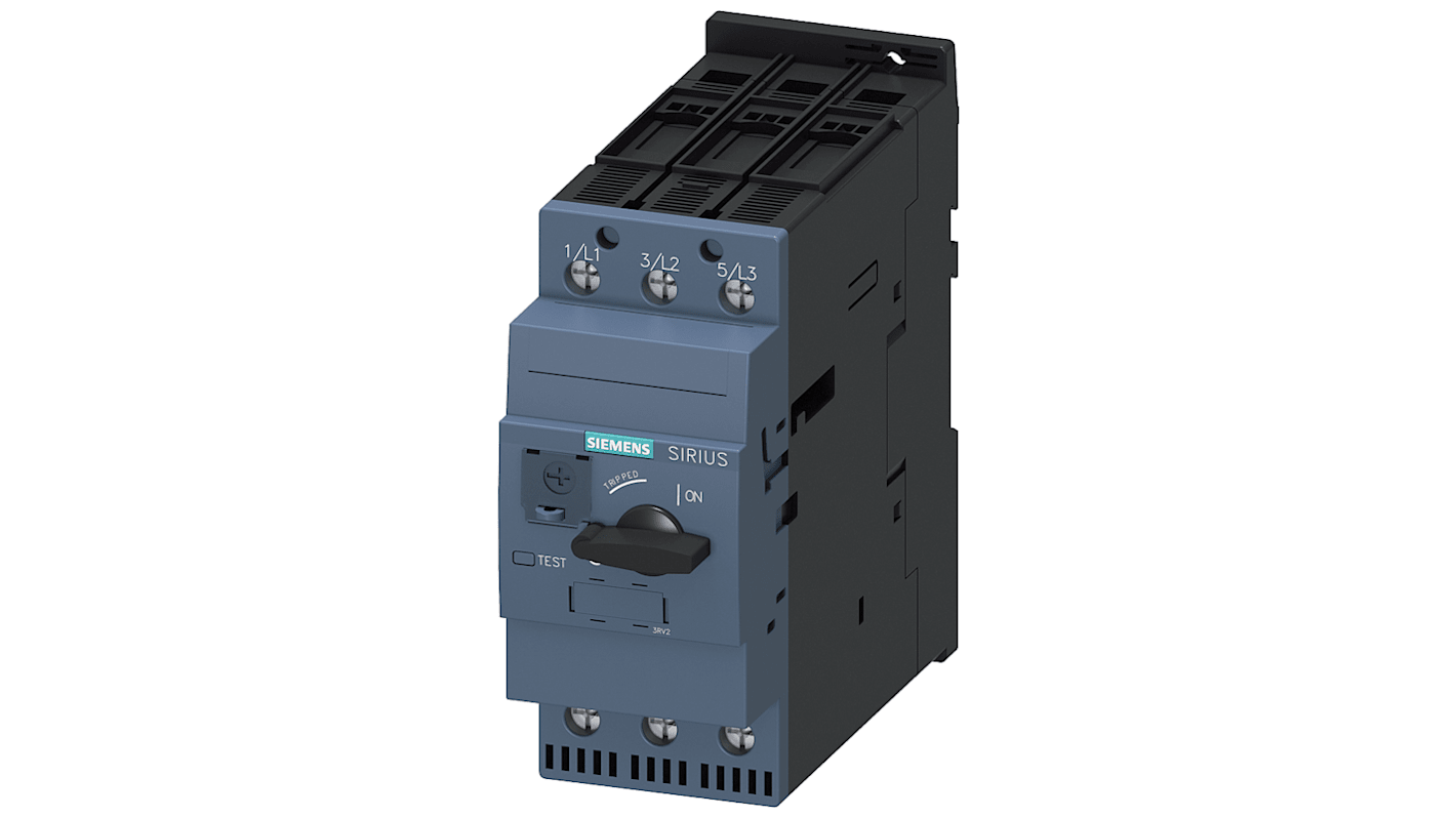 Interruttore automatico Siemens 3RV2032-4RA10 per protezione motore, corrente 80 A, tensione 690 V, grado di protezione IP20.