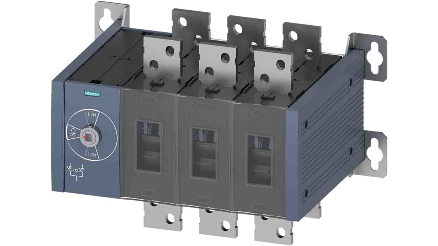 Interruttori ausiliari Siemens 3KC0354-0RE00-0AA0, 415 V, 1600 A, 3 poli, montaggio a vite, altezza 310 mm, 16 contatti NC e 16 contatti NA.