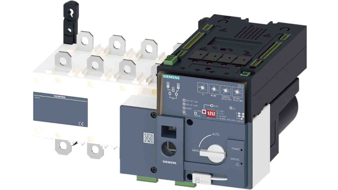 Interruttori ausiliari Siemens 3KC8438-0CA22-0GA3, 4 poli, montaggio a vite, tensione 415 V, dimensioni 160 mm, classe di protezione IP20.