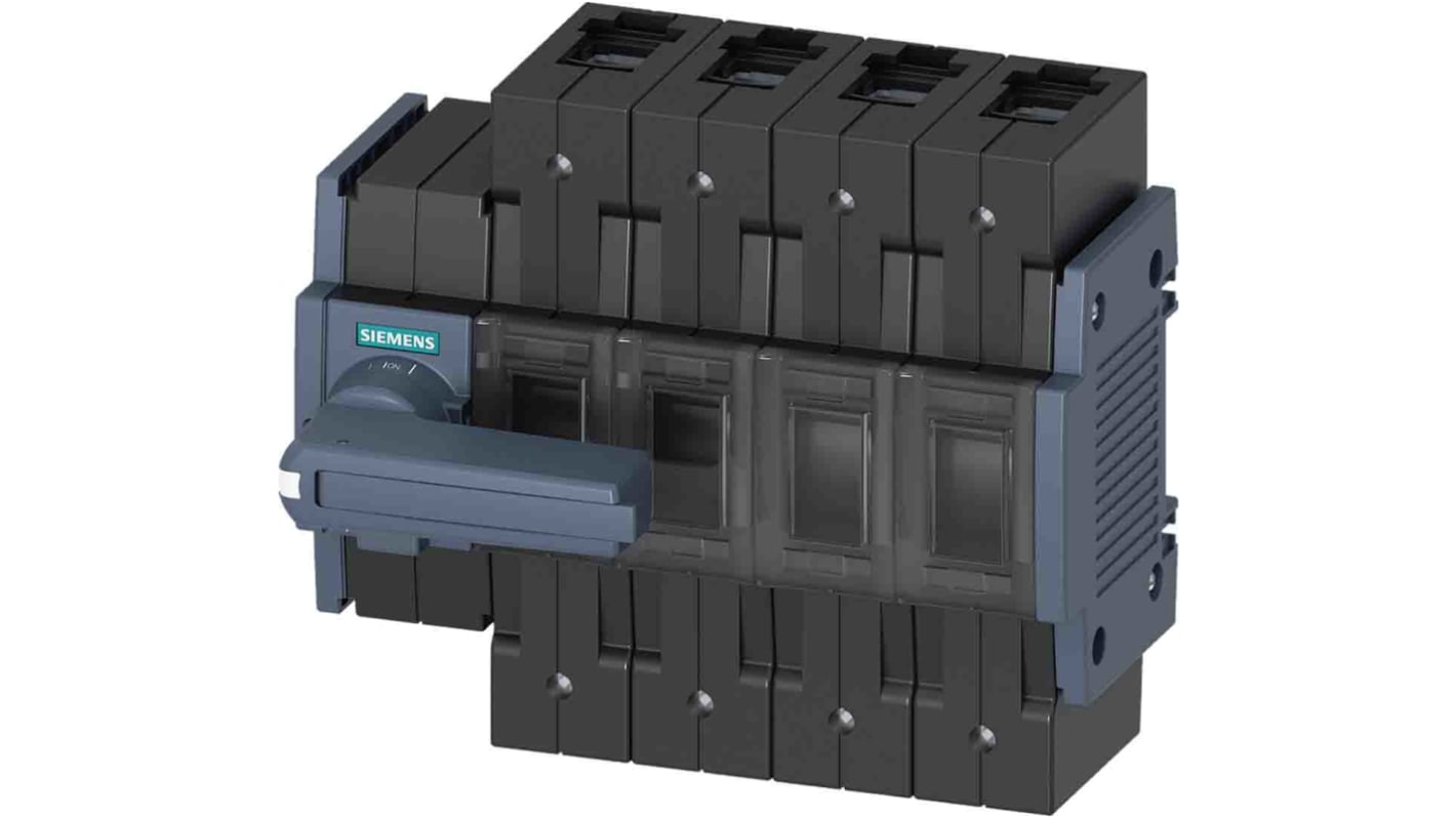 Sezionatore interruttore Siemens SENTRON 3KD, 100 A, 4 poli, montaggio su guida DIN, tensione 1000 V.