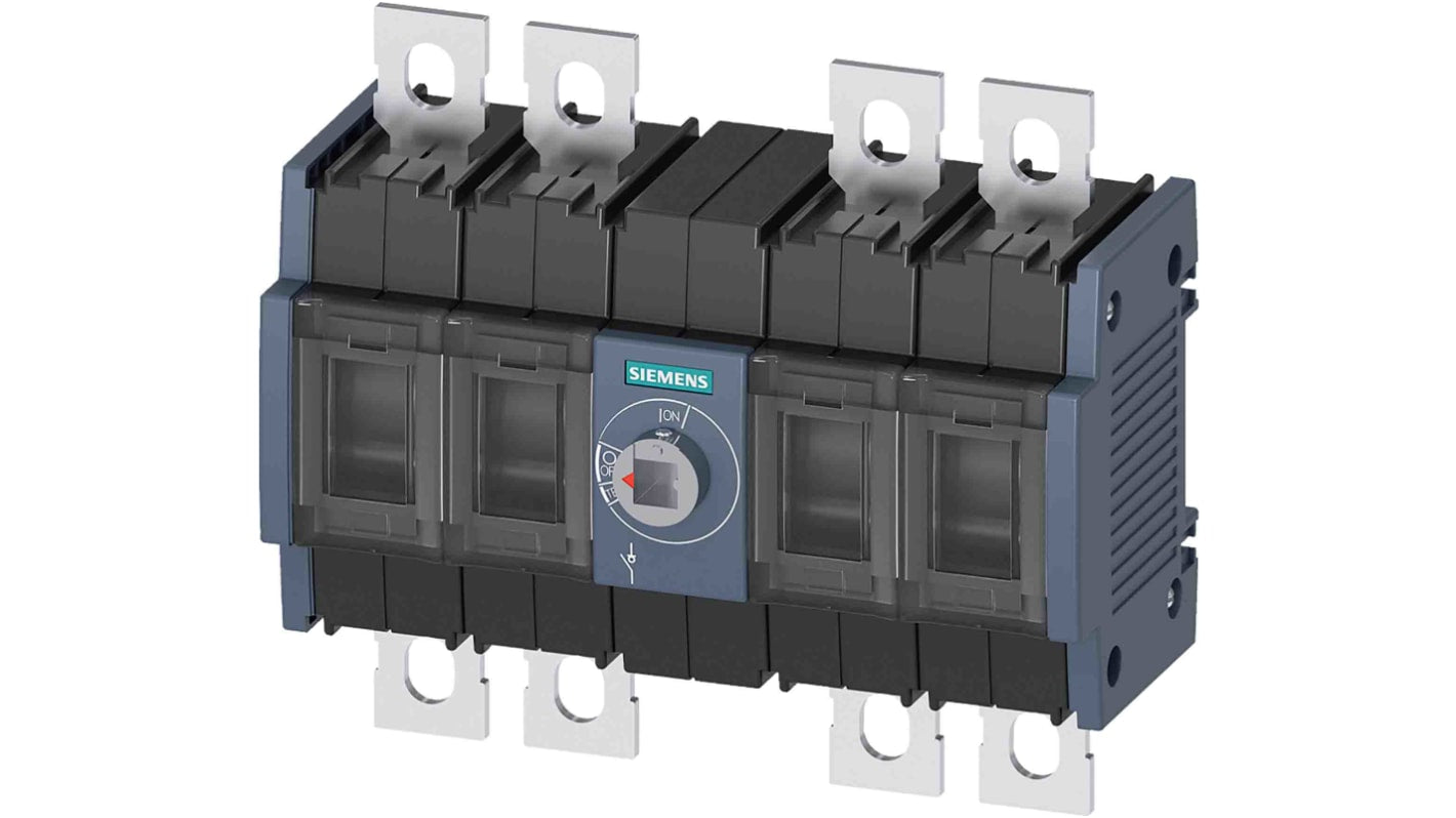 Sezionatore interruttore Siemens 3KD, 125 A, 4 poli, montaggio su guida DIN, tensione di isolamento 1000 V.