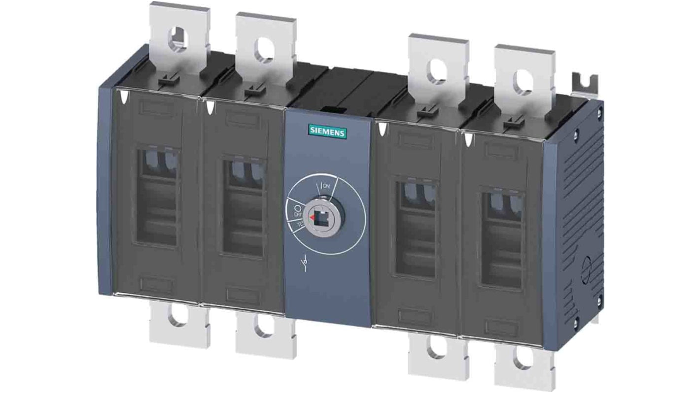 Sezionatore interruttore Siemens 3KD4440-0QE20-0, 4 poli, corrente massima 500 A, montaggio a vite, classe di protezione IP20.