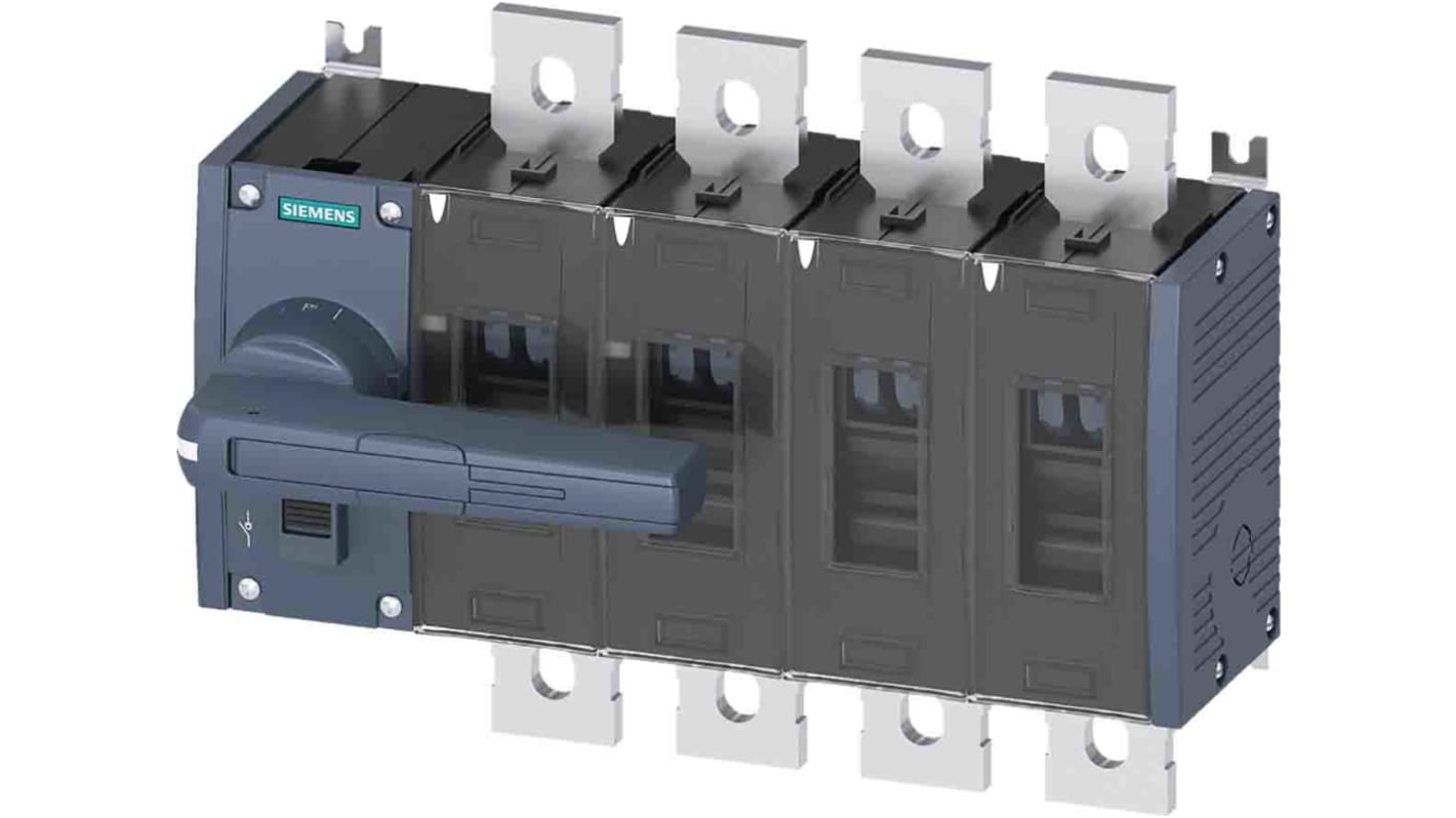 Sezionatore interruttore Siemens SENTRON 3KD, 4 poli, corrente massima 630 A, montaggio a vite, classe di protezione IP20.