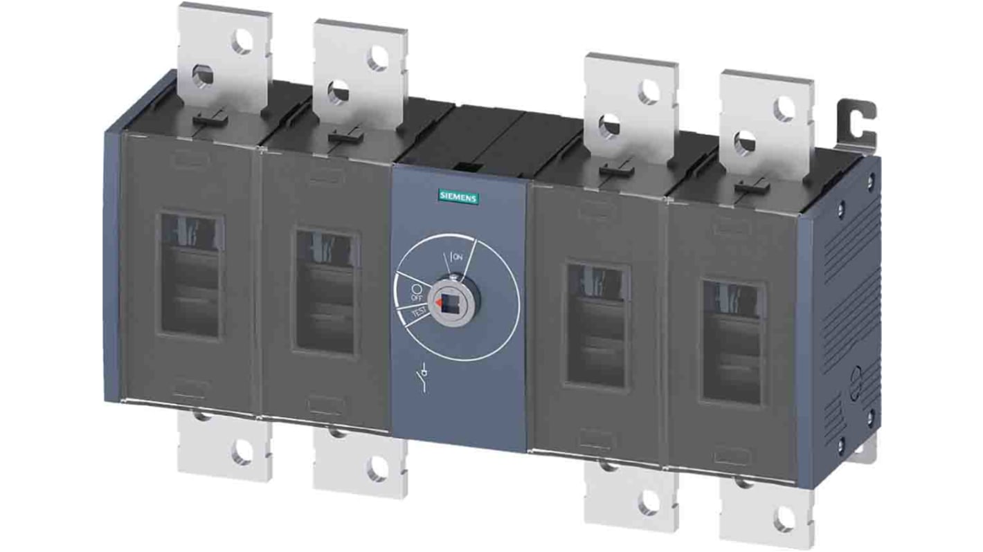 Sezionatore Siemens 3KD5240-0RE20-0 con interruttore, 1250 A, 4 poli, montaggio a vite, IP20, tensione 1000 V.