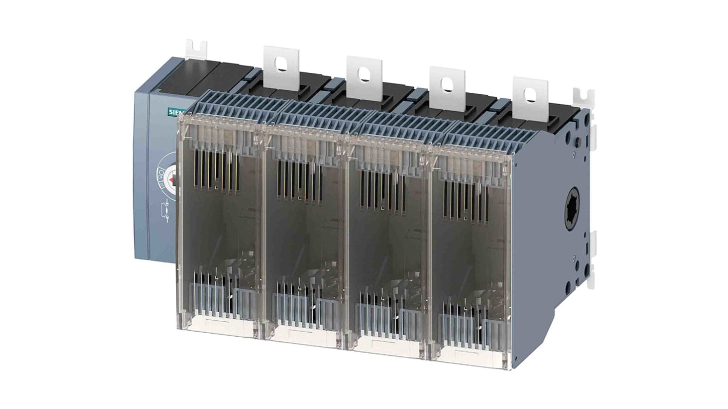 Sezionatore portafusibili Siemens 3KF4440-0LF11, 4 poli, 400 A, montaggio superficiale, fusibili NH1/NH2, IP20.