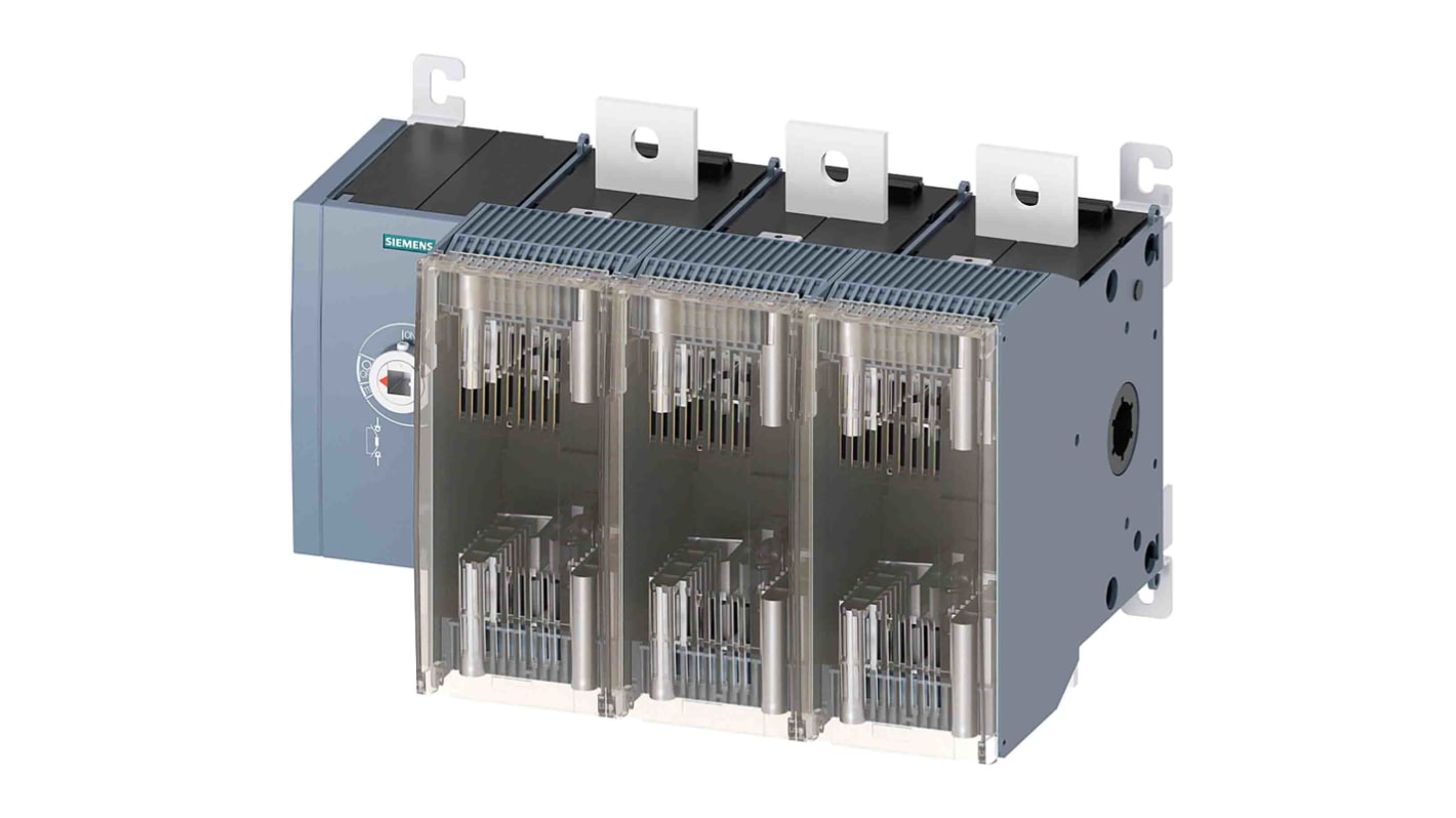 Sezionatore portafusibili Siemens 3KF5380-0LF11, 800 A, 3 poli, montaggio superficiale, fusibili NH2/NH3, IP20.