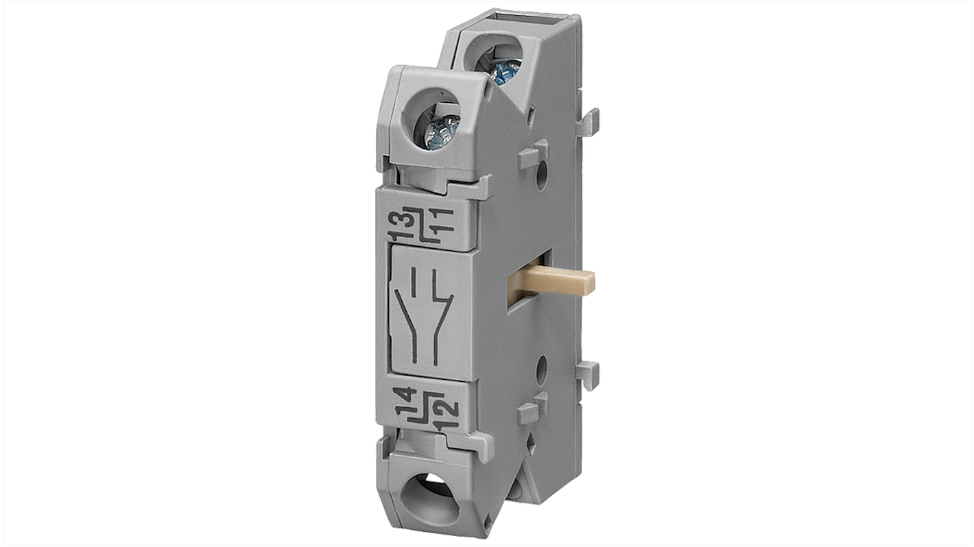 Interruttore ausiliario Siemens 3LD9200-5CF per sezionatori SENTRON, 1 NA e 1 NC, dimensioni 50x32x10,6 mm.