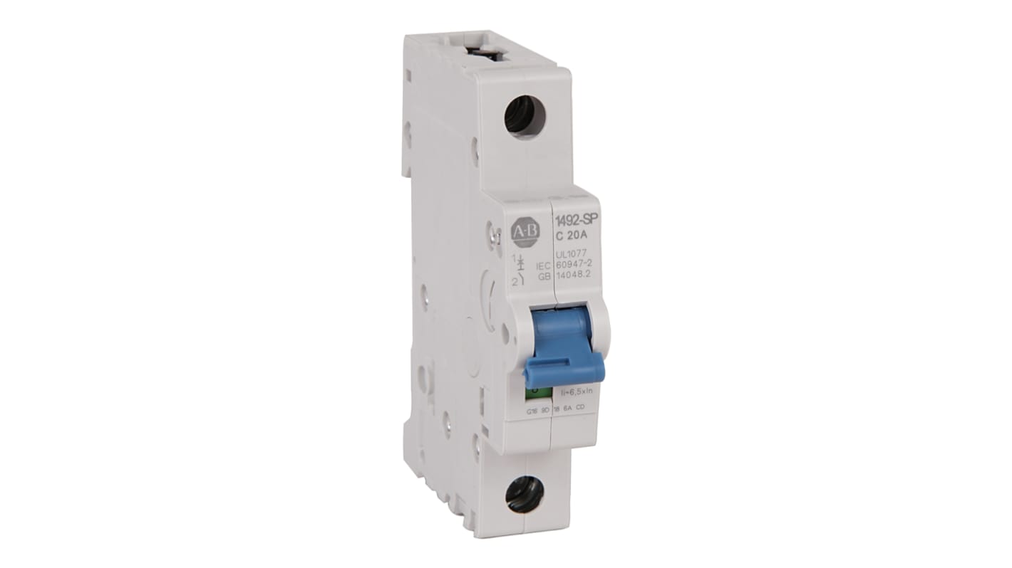 Interruttore magnetotermico Rockwell Automation 1492-SPM1C080 MCB 1P 8A, Tipo C, 230V c.a. Resistente a vibrazioni e temperature estreme.