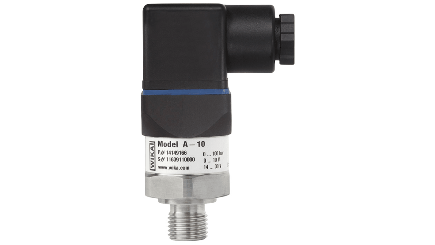 Sensore di pressione relativa WIKA 12719243, trasmettitore A-10, misura 0-2,5 bar, uscita 2 fili, grado di protezione IP65/IP67.