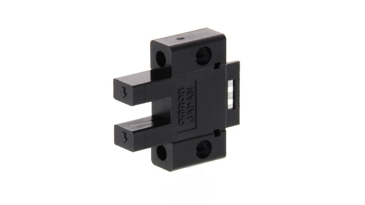 Sensore fotoelettrico a forcella Omron EE-SX670, rilevamento a 5 mm, uscita NPN, IP50, temperatura operativa -25°C/+55°C.