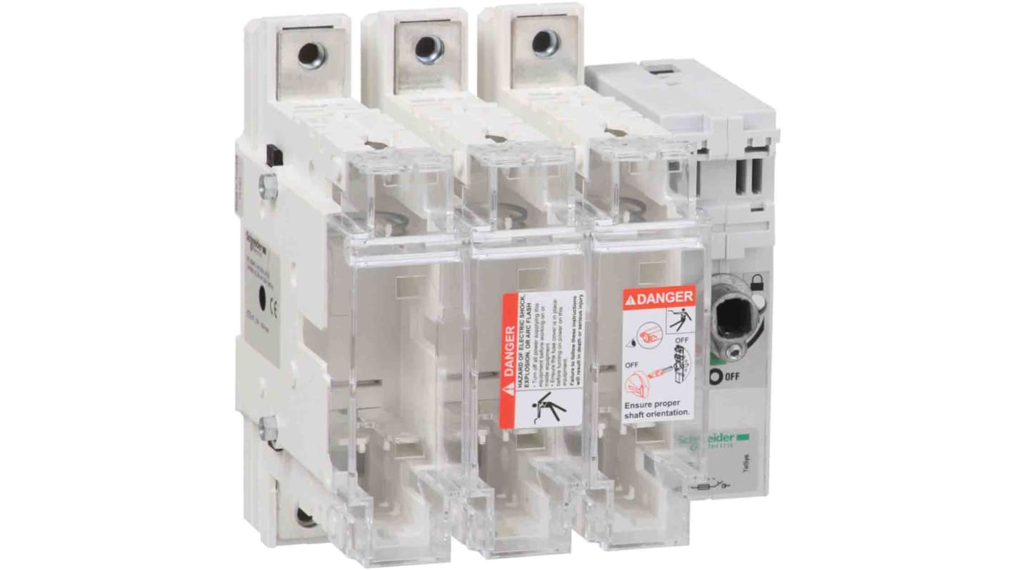 Sezionatore portafusibili Schneider Electric GS2QQ3, 3 poli, 400A, IP20, per fusibili TeSys GS2Q, temperatura -20/+70°C.