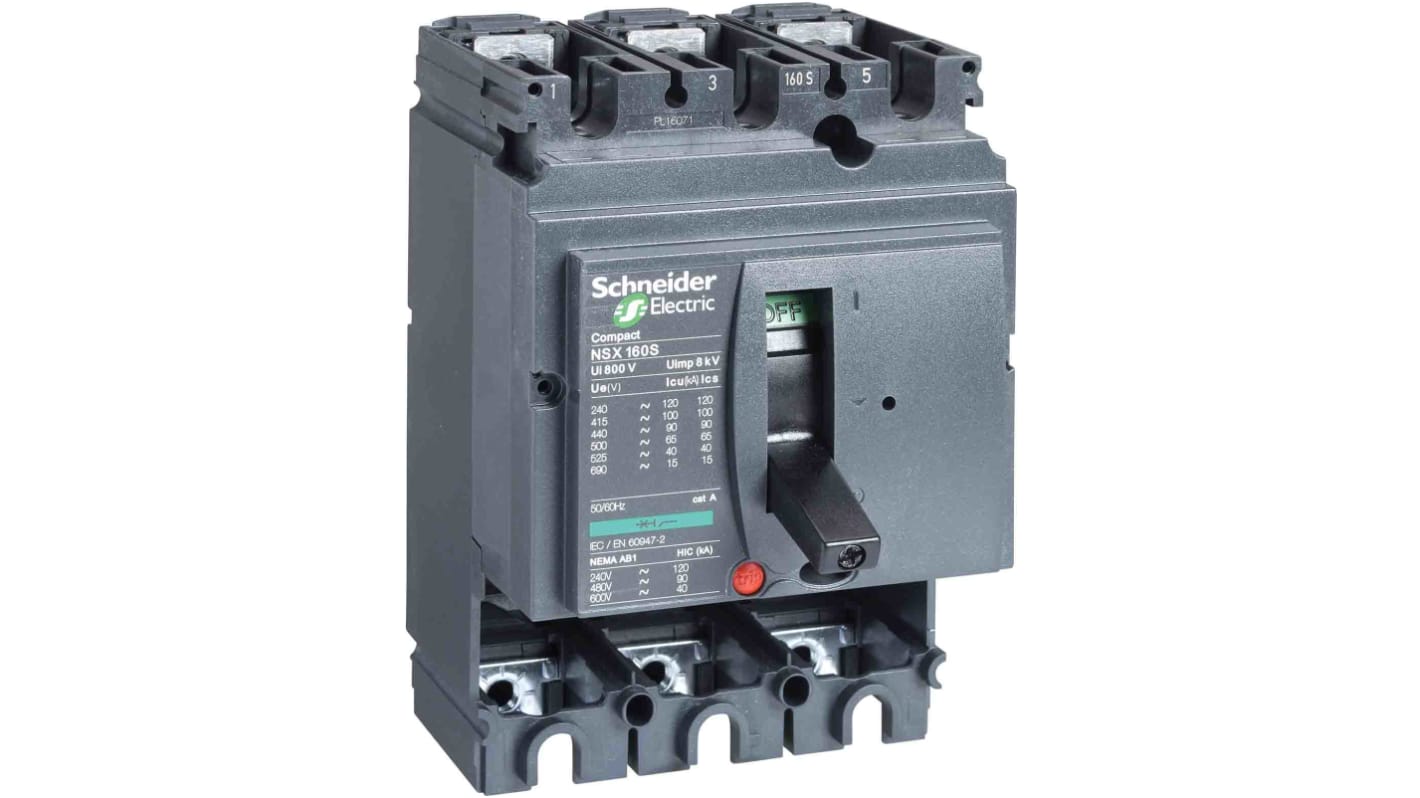 Interruttore magnetotermico Schneider Electric LV430404 3 poli 160A 690V 70 kA - Progettato per ottimizzare lo spazio e la capacità di interruzione, conforme a IEC 60947.