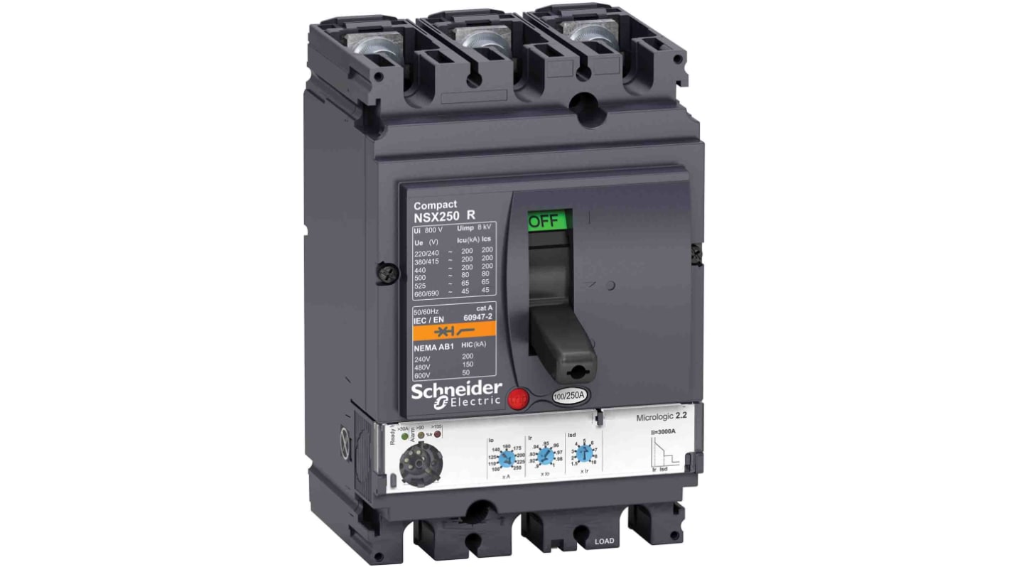 Interruttore magnetotermico scatolato Schneider Electric, 3 poli, 50 A, 690 V, montaggio fisso, grado di protezione IP40.