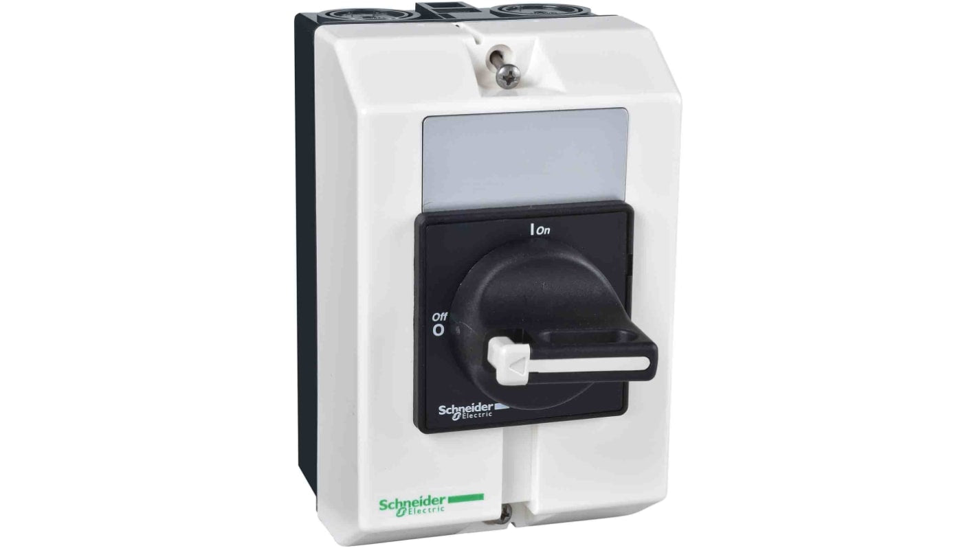 Sezionatore interruttore Schneider Electric VBF01GE, 3 poli, 16A, IP65, montaggio superficiale, maniglia rotante nera, lucchetto bloccabile.