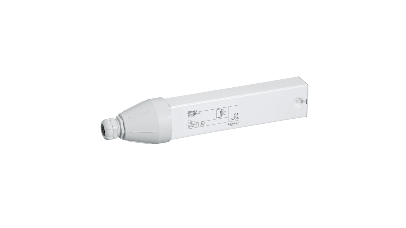 Accessori per canaline in alluminio Schneider Electric KBA25ABG4W, 273 x 57 x 57mm, corrente 25A. Prodotto Green Premium senza mercurio e SVHC.