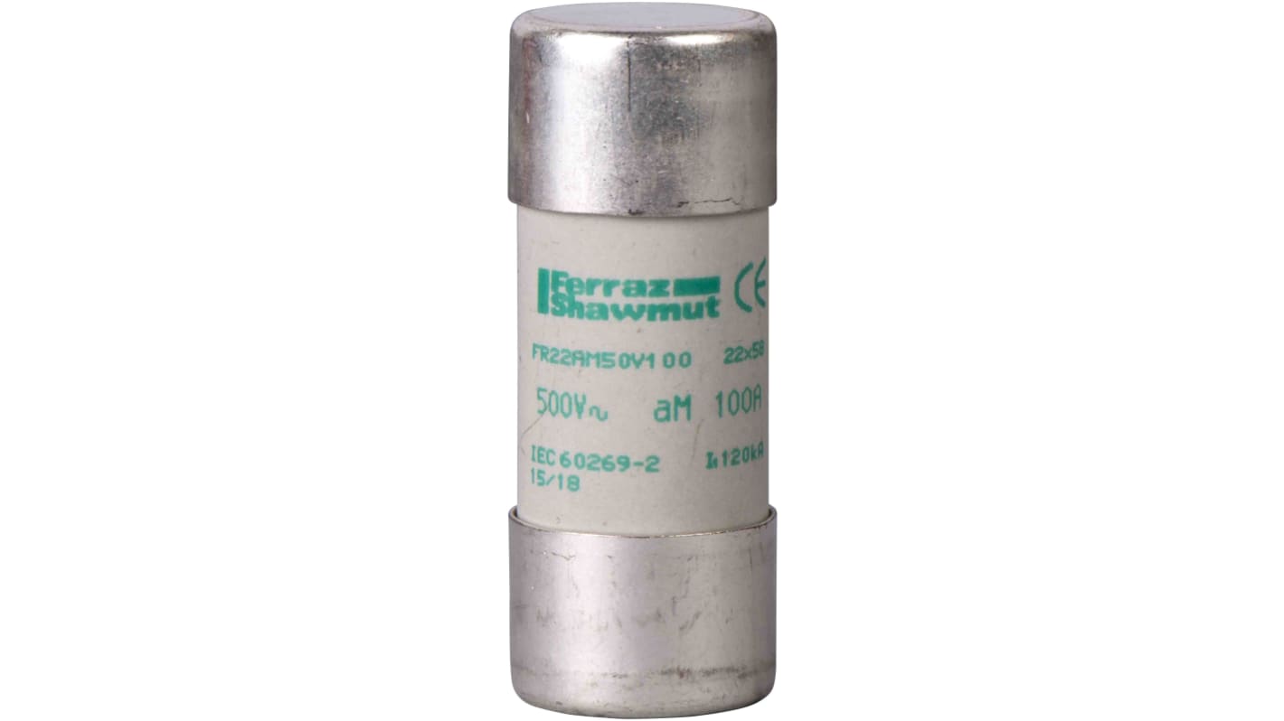 Fusibile a cartuccia Schneider Electric DF2FA80, 80A, 500V, dimensioni 22 x 58mm, per protezione motori da sovracorrenti.