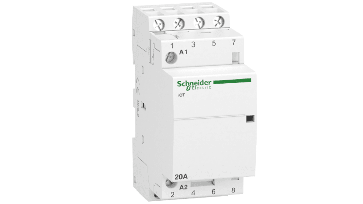 Contattore modulare Schneider Electric A9C22824, 4P 4NA 20A 240VAC. Ideale per circuiti di controllo, montaggio su guida DIN.