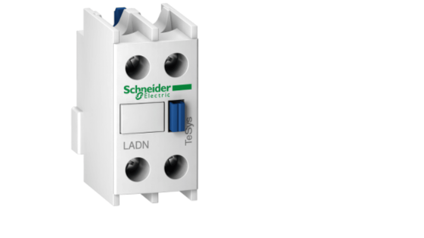 Blocco di contatti ausiliari Schneider Electric LADN116, 1 N/C + 1 N/A, montaggio a clip, grado di protezione fino a 10A 690V c.a.