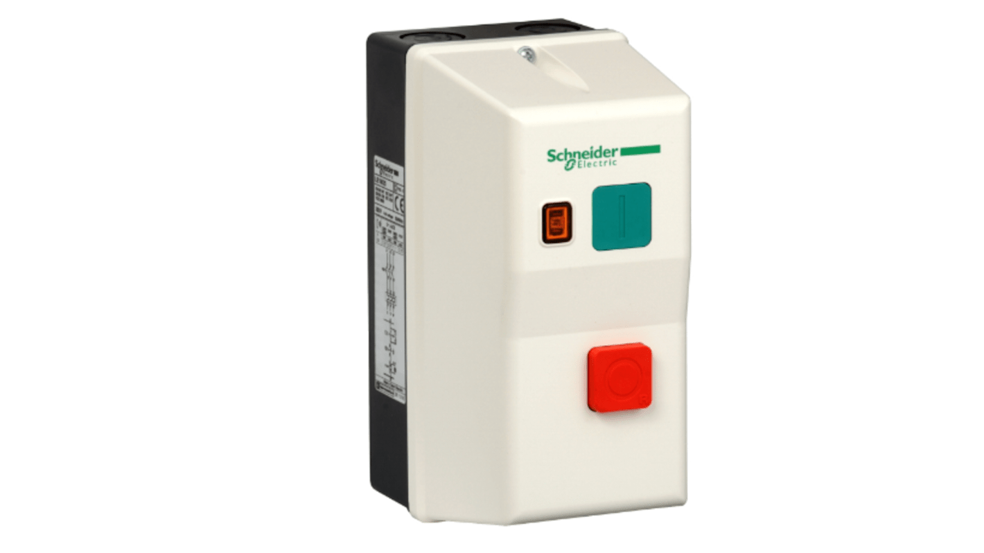 Starter DOL manuale Schneider Electric LE1M35Q721 per motori 3 fasi, potenza 5,5 kW, IP65, montaggio superficiale.