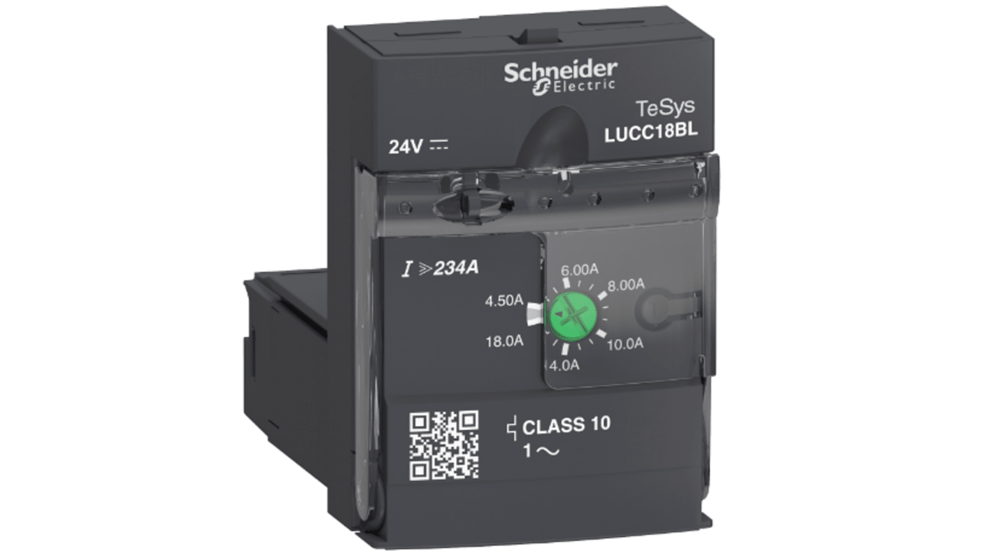 Controllore motore TeSys U Schneider Electric LUCC18BL, 690 V, 18 A, protezione sovraccarico classe 10, compatibile con basi LUB320 e LUB380.