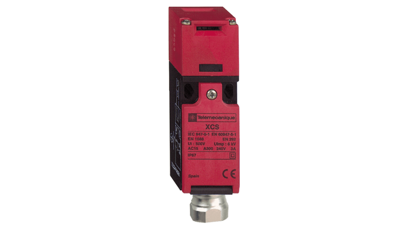 Interruttore di interblocco di sicurezza a chiave Telemecanique Sensors XCSPA693, 1NC/1NA, 500V, custodia plastica, per applicazioni industriali.
