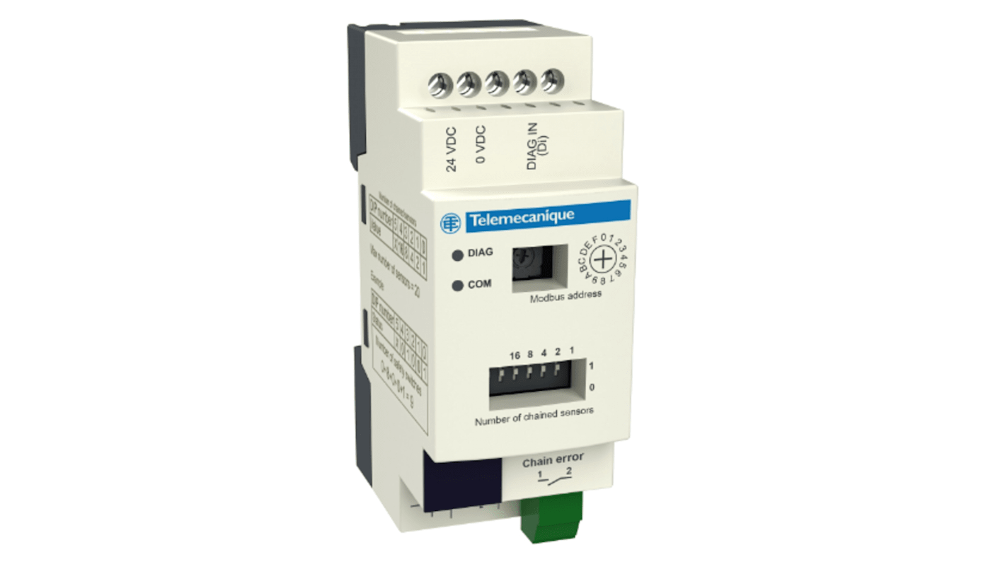 Interruttore di sicurezza senza contatto Telemecanique Sensors XCSRD210MDB, 24V cc, protezione IP67, dimensioni 15x37mm.