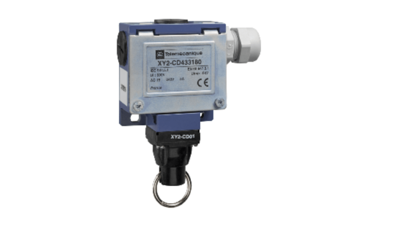 Interruttore a fune Telemecanique Sensors XY2CD433180, con contatti NC e NO, grado di protezione IP66, per macchine industriali.