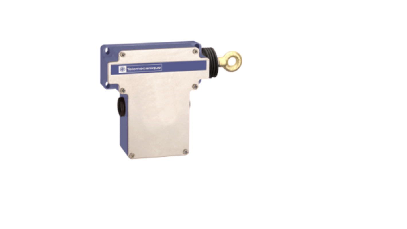 Interruttore a filo Telemecanique Sensors XY2CE3A010, con 1 contatto NC e 1 contatto NA, progettato per la sicurezza industriale.