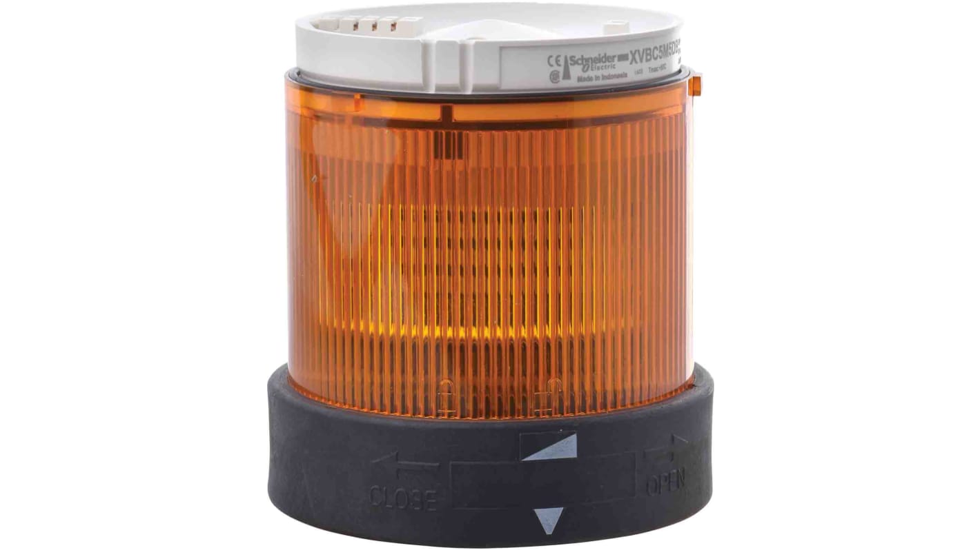 Elemento luce fissa ambra Schneider Electric XVBC2B5D, unità LED 24 V, compatta per piccole macchine, grado di inquinamento 2.