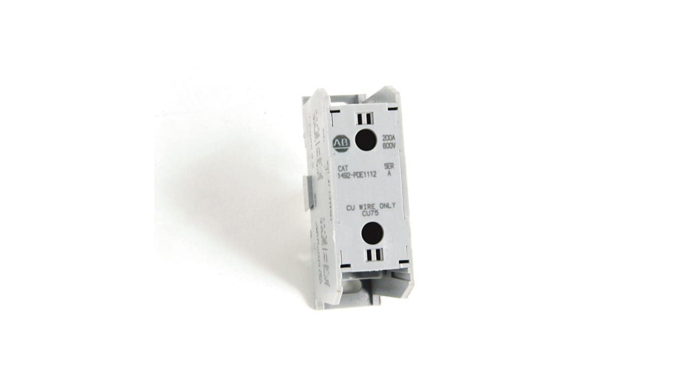 Blocco di distribuzione Allen Bradley 1492-PDE1112, 1 via, 200A, 600V, montaggio a pannello, custodia in alluminio, IP20.