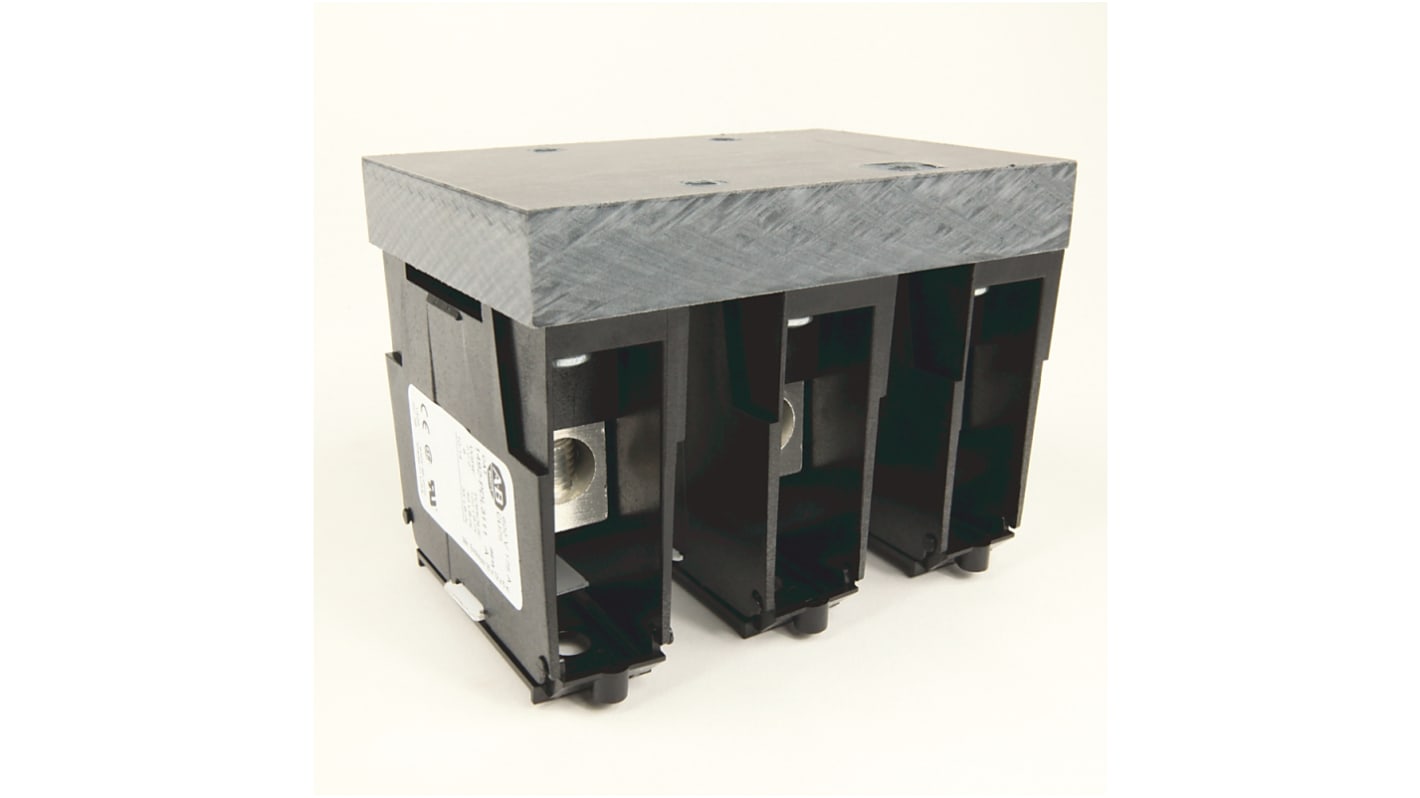 Blocco di distribuzione Allen Bradley 1492-PDL3111, 1 via, 175A, 600V, custodia in alluminio nera, terminazione a vite.