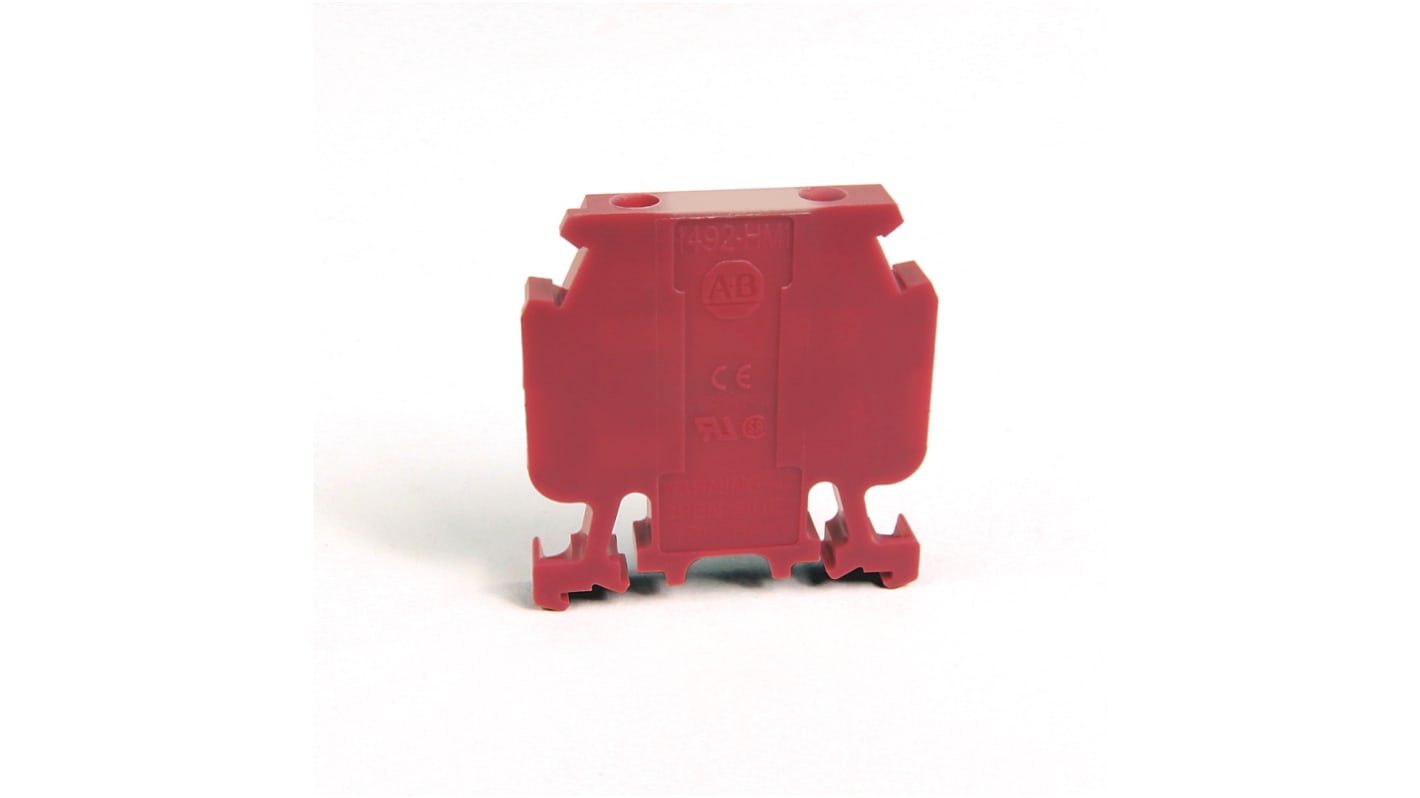Morsettiera Allen Bradley 1492-HM1VT per guida DIN, circuito singolo, 30A, 600V, montaggio su guida multipla, colore viola.