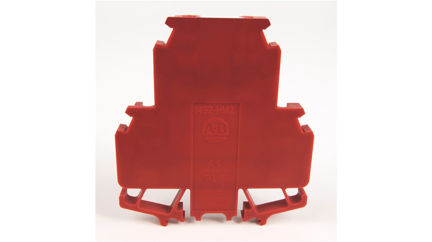 Morsettiera Allen Bradley 1492-HM2RA122 per guida DIN, colore rosso, AWG 30-22, terminazione a morsetto a molla, certificata ATEX e IECEx.