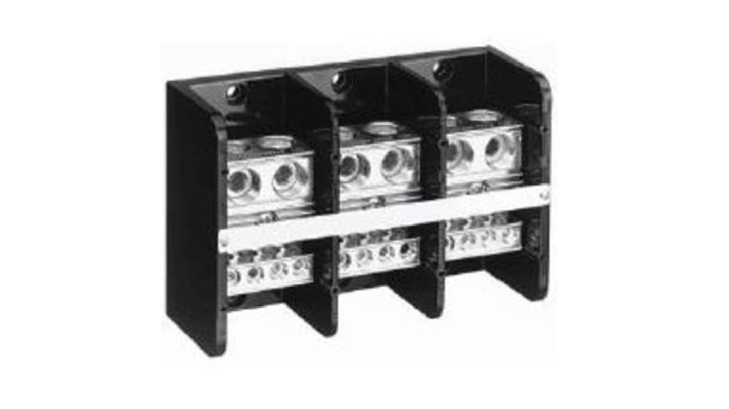 Blocco di distribuzione Allen Bradley 1492-PD3287, 3 vie, 760A, 600 V, con terminali a vite e connettori in alluminio.