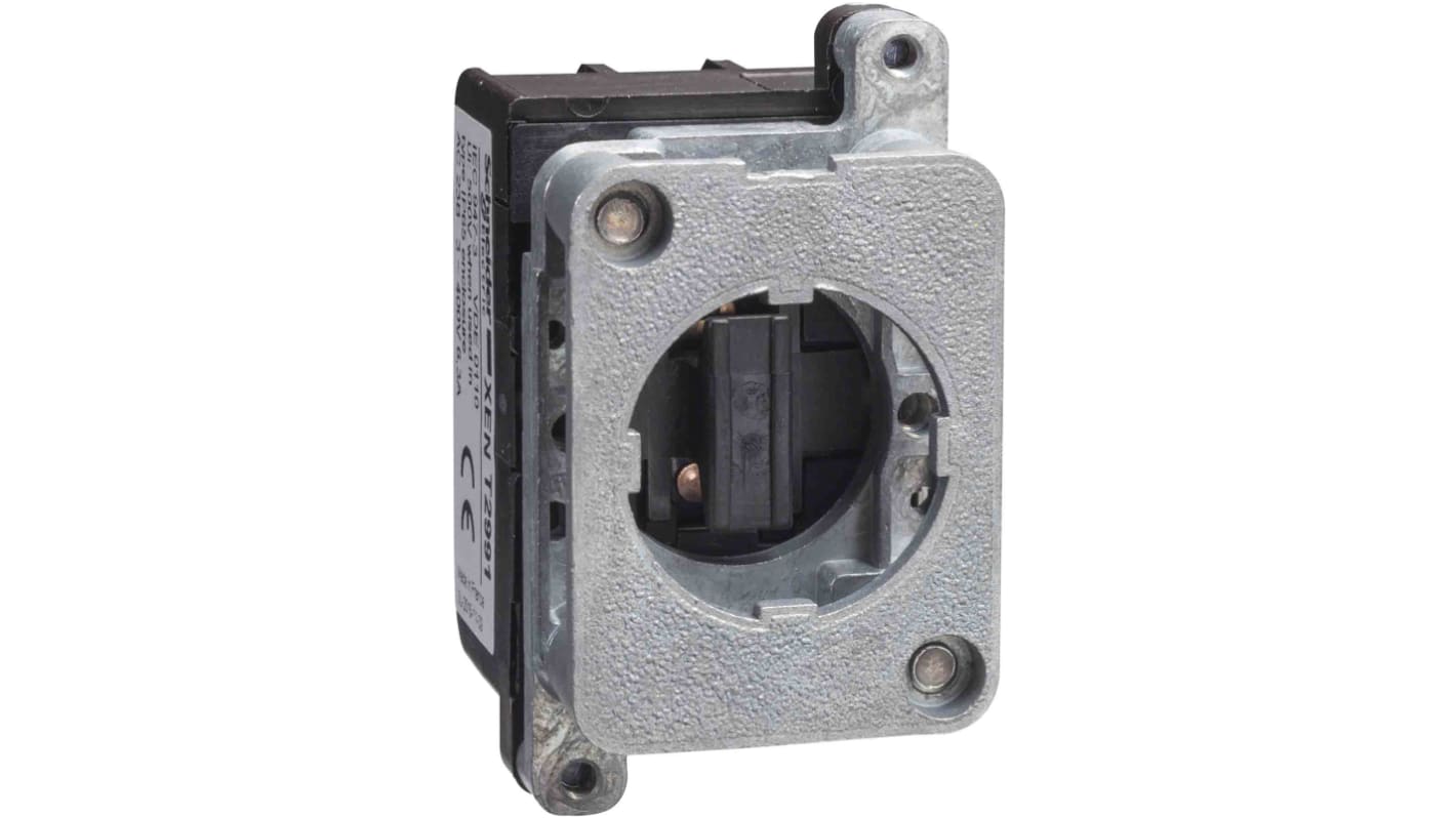 Modulo isolatore Schneider Electric XACS499 per circuiti di alimentazione, compatibile con centri di fissaggio da 30 mm.