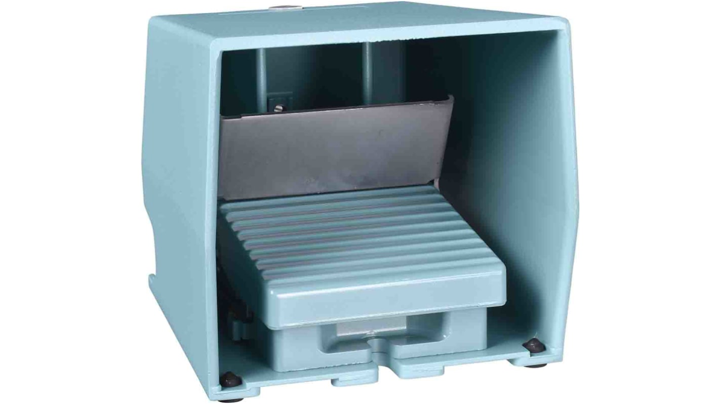 Interruttore a pedale instabile On-Off Schneider Electric XPEM529, IP55, 2NC+2NO, per applicazioni industriali.